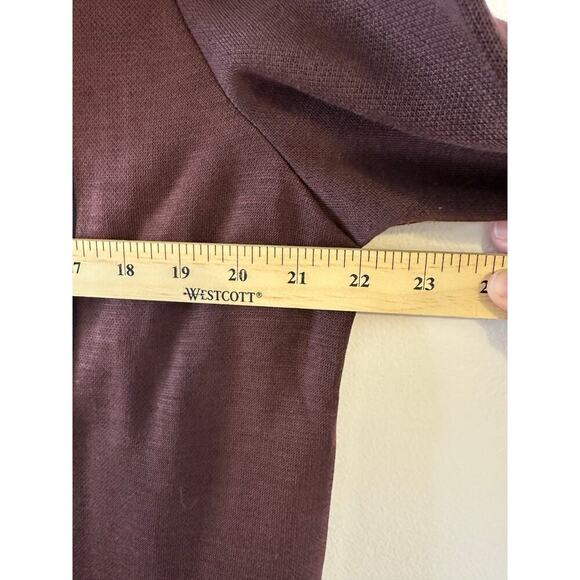 Misook Womens Burgundy Longsleeve Knit Open Duster Cardigan Contrast Trim Medium - Picture 8 of 9